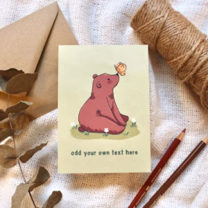 Custom Baby Greeting Card with Bear and Butterfly